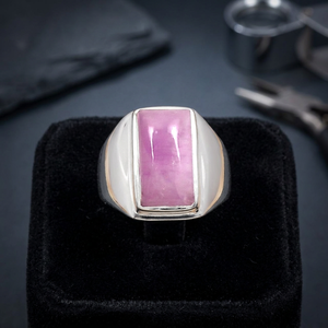 Natural Pink Kunzite Cabochon Stone Handmade Solid Sterling Silver <b>Ring</b> Fine Jewelry Wedding Ethnic Unisex - Product Image 3