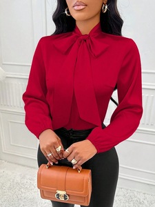Camisa de Satén para Mujer 2026 con Lazo y Mangas Largas, Blusa de Chifón con Lazo, Elegante Camisa de Oficina para Dama - Product Image 4