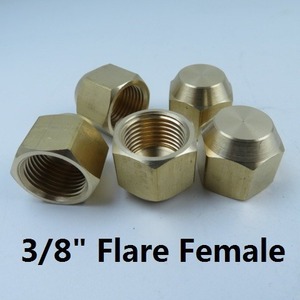 Threaded Horn Cap 3/8 Inch Brass SAE 45 Degree Pipe Fitting External Hexagonal Sleeve Valve Caps - Product Image 2