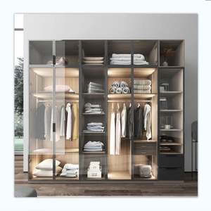Meubles de chambre à coucher en chêne contemporain Yaman, 210 cm de large, armoire pliable simple et moderne minimaliste noire pour la maison et la cuisine - Product Image 3
