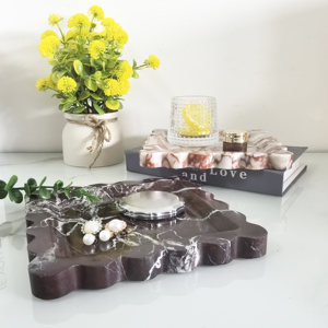 Plateau <span class=keywords><strong>carré</strong></span> en marbre violet à dentelle, personnalisé, pour rangement de bijoux, ornement décoratif pour la maison, utilisation en cuisine, vaisselle, ou plateau de salle de bain - Grande Vente - Product Image 3