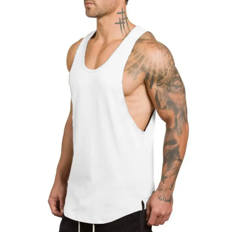 Custom Wholesale Fitness Sports Workout Gym Clothing Tank Top Bodybuilding Stringer Vest Custom Cotton Gym Mens Running Single