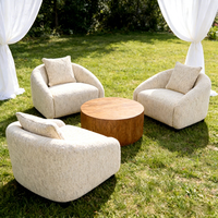 Canapé d'événement en forme de U, une place, en tissu de lin blanc, élégant, moderne et minimaliste, pour mariage