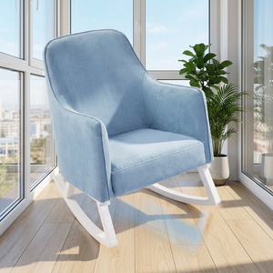 Silla Mecedora Modular Nórdica Moderna Ecológica de Madera y PU para un Solo Asiento, Muebles para el Hogar, Sala de Estar, Oficina en Casa - Product Image 1