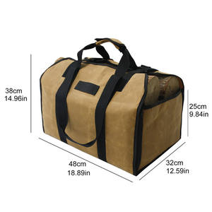 Sac de transport pour bois de chauffage ciré, sac de transport pour bûches, sac de transport pour bois de chauffage extérieur, grand sac de transport pour bois avec poignées - Product Image 1
