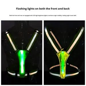 Chaleco Reflectante con Tiras de Luz LED Recargables, Tiras de Alta Luminosidad, Ropa de Seguridad Ajustable con Advertencia - Product Image 3