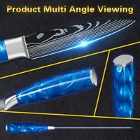 10% Off Saffier Blauwe Hars Handvat 3 Inch Japanse Hoge Carbon Damascus Staal Kiwi Peeling Mes Fruit Schillen Messen Met Doos