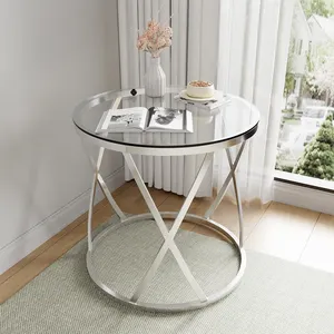 Meja bulat kecil Nordic, lampu mewah sederhana meja samping tempat tidur marmer besi tempa Sofa rumah