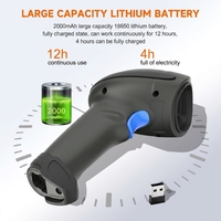 Escáner de Código de Barras Inalámbrico NORGEE NG3308R con Batería de Gran Capacidad de 2000 mAh y 2.4G, Escáner de Inventario POS Portátil, 12 Horas de Escaneo