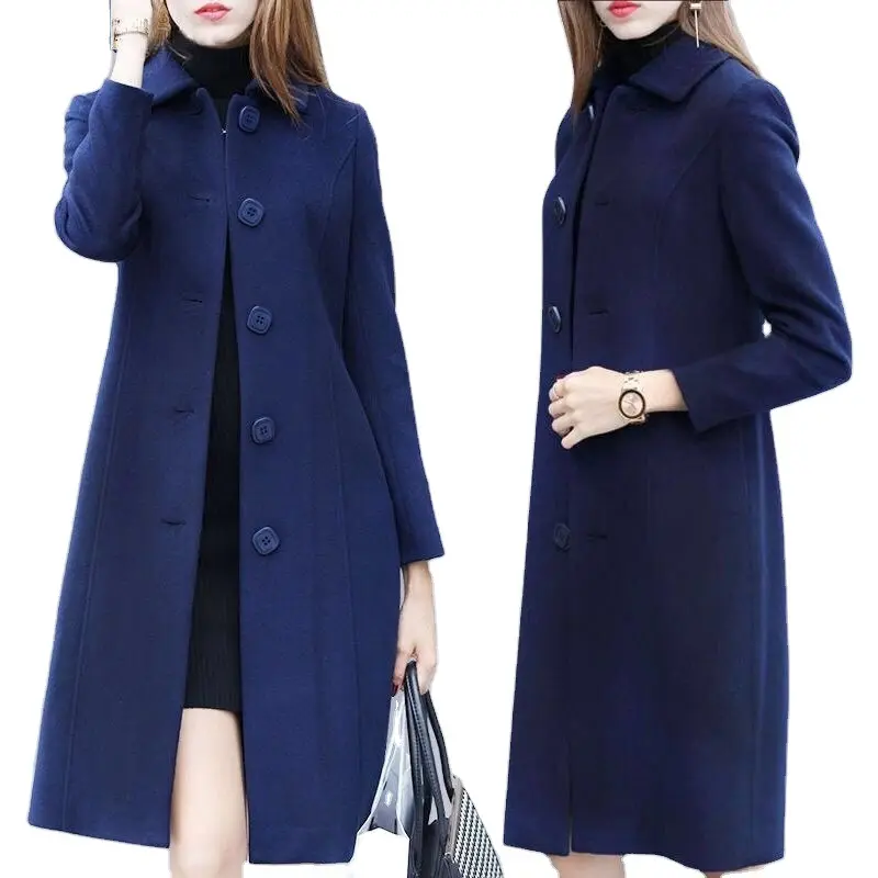 Mantel Panjang Wanita, Mantel Panjang Ramping Mantel Atasan Jaket Wanita Hangat Mode Musim Dingin Baru