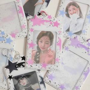 Gantungan Kunci Idol Bentuk Hati Berongga Kawaii untuk Tempat Kartu Foto, Tempat Kartu Foto Kpop PVC 3 Inci Grosir - Product Image 1