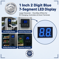 Pantalla LED de 7 Segmentos de 1 Pulgada y 2 Dígitos, Color Azul, Ánodo Común, Tubo Digital Grande de Doble Dígito para Reloj, Contador, Medidor