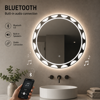 Smart Round LED Bathroom Vanity Mirror with Front & Backlit Lighting, Stepless Dimming, 3 Color Temperature, Anti-Fog,Bluetooth