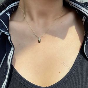 Dylam Minimalist Customised Diamond Pendant Solid 925 Sterling <b>Silver</b> Inlay 5a Zircon Safety Pin Pendant Paper <b>Clip</b> Necklace - Product Image 2