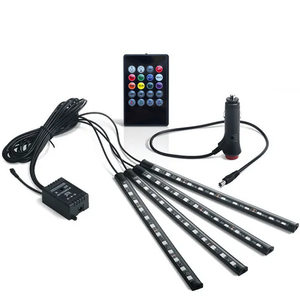 Lumière d'ambiance et éclairage de pieds pour voiture 12V USB 36W avec commande vocale, rythme musical, LED colorées, ajustement universel, garantie 1 an - Product Image 1