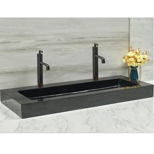 Lavabo Doppio in Marmo Moderno per Hotel, Rettangolare, Lucidato a Specchio, con Doppio Scarico e Doppia Vasca - Product Image 1
