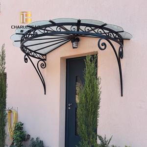 <span class=keywords><strong>Auvent</strong></span> pare-soleil en fer forgé et en verre de style moderne, sur mesure et de haute qualité, <span class=keywords><strong>pour</strong></span> l'entrée d'une villa extérieure - Product Image 4