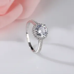 ZHILIAN Fashion Klasik 925 Perak Murni Perhiasan Berlian Cincin Pernikahan Pertunangan