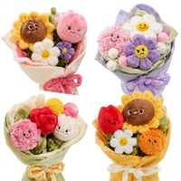 Bouquet de fleurs en peluche avec expressions amusantes, tournesol, rose, tulipe, jouet en peluche