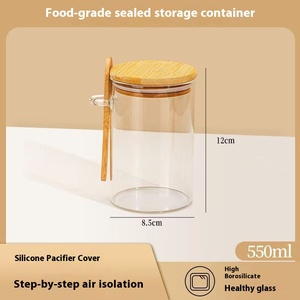 Tarro de vidrio de almacenamiento con tapa Contenedor multiusos <span class=keywords><strong>para</strong></span> <span class=keywords><strong>cocina</strong></span> <span class=keywords><strong>para</strong></span> comida Té Dulce Condimento con cuchara Organizador de <span class=keywords><strong>cocina</strong></span> - Product Image 5