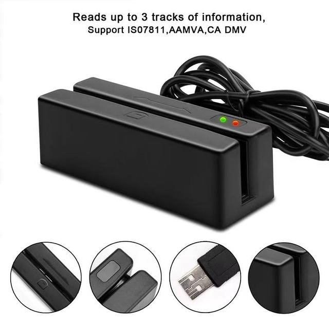 EFFON MSR98 3tracks Dual Magnetic Head Card Reader USB Customized Interface Bi-direction Swiping POS/ATM ABS Plastic Card Access
