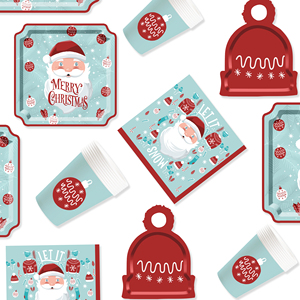 DAMAI Customized Christmas Party Tableware Set with Red Hat House Socks Patters Disposable Paper Plates Cups Napkins - Product Image 2