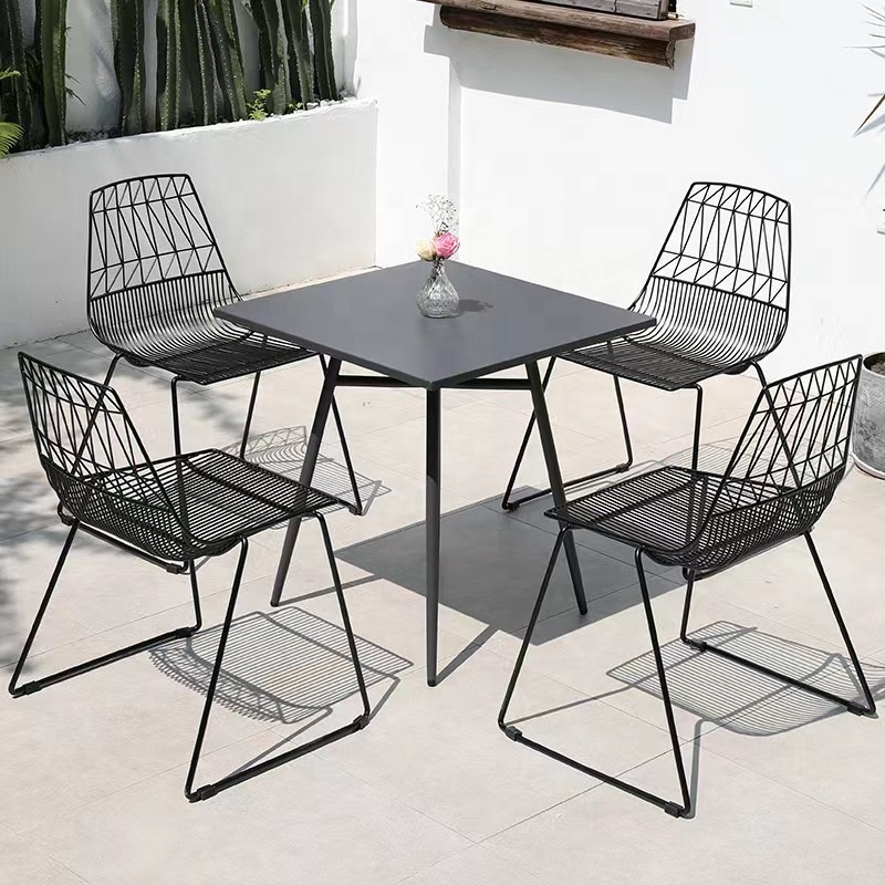 black wire chairs outdoor