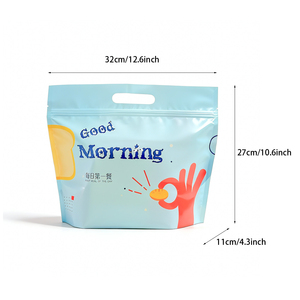 Sac d'emballage transparent personnalisé pour boulangerie, pain grillé, pain tranché, type fermeture éclair avec poignée - Product Image 2