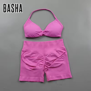 Completo Sportivo da Donna in Nylon Opaco ad Alta Elasticità con Reggiseno a Schiena Aperta, Top con Scollo a V e Leggings a Tre Pezzi - Product Image 3