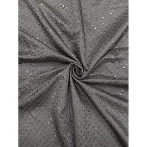 Tissu en soie noire Triloki, 44 pouces, motif abstrait transparent, pour la confection de saris - Product Image 1