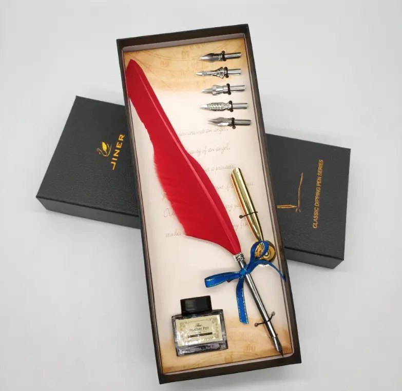 Commercio all'ingrosso penne vintage vintage retrò rosa soffice paul cezanne quill dip e set di inchiostro calligrafia piume penna per regalo