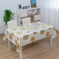 Nappe de table musulmane dorée à motifs floraux RNPT, nappe rectangulaire en PVC, nappe en toile cirée lavable, nappe en plastique anti-rayures