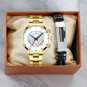 6033 Montre + Bracelet + Boîte pour Homme, Ensemble Montre Genève Bracelet en Acier Quartz, Bijou Cadeau - Product Image 3