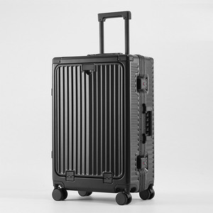 Valise trolley en polycarbonate pour voyage avec porte-gobelet, valise à double roulettes sans fermeture éclair - Product Image 1