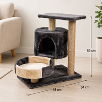 Arbre à chat en sisal avec lit rond en peluche, gain de place, directement de l'usine
