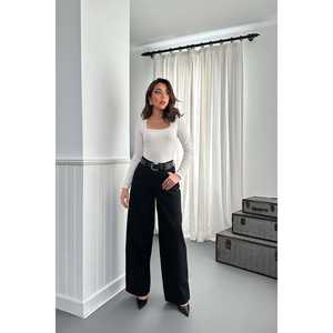 Pantalones Vaqueros Anchos Negros para Mujer al por Mayor, Transpirables, con Estampado Floral, Estilo Casual Holgado Recto, Tallas XL 3XL - Product Image 3