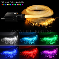 Kit de plafonnier étoilé pour voiture YD, fibre optique, 16W RGBW, 13 couleurs, 12V, contrôle par application, télécommande RF, synchronisation musicale, éclairage LED étoilé pour plafond de voiture