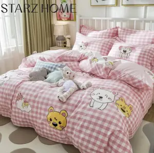 超级热卖粉色独角兽儿童卡通环保被子套装床上用品套装床单套装