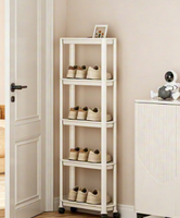 Étagère de rangement double étroite réglable en plastique robuste de qualité industrielle pour salle de bain, maquillage, école, cuisine, salon