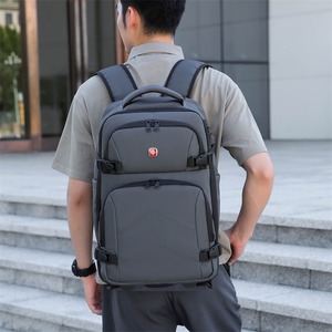 Men's Backpack Trolley <b>Bag</b> Large Capacity Oxford Cloth Business Travel Gray And Black Solid Color Soft Handle Fall 2024 - Product Image 2
