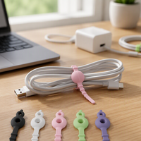 Attache-câble en silicone double trou en forme de gourde, réutilisable, multifonctionnel et coloré pour le regroupement de câbles (vente en gros)