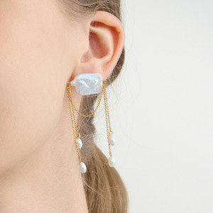 Pendientes de Perlas de Agua Dulce con Diseño de Borla, Grado AAA, Acero Inoxidable, Joyería Geométrica para Mujer, para Fiestas - Product Image 2