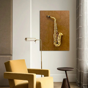Décoration Murale 3D en Métal Saxophone, Instrument de Musique Créatif, Cadre Photo en Boîte d'Ombre avec Feuille d'Or de Luxe, <span class=keywords><strong>Peinture</strong></span> sur Toile pour Décoration Intérieure - Product Image 4
