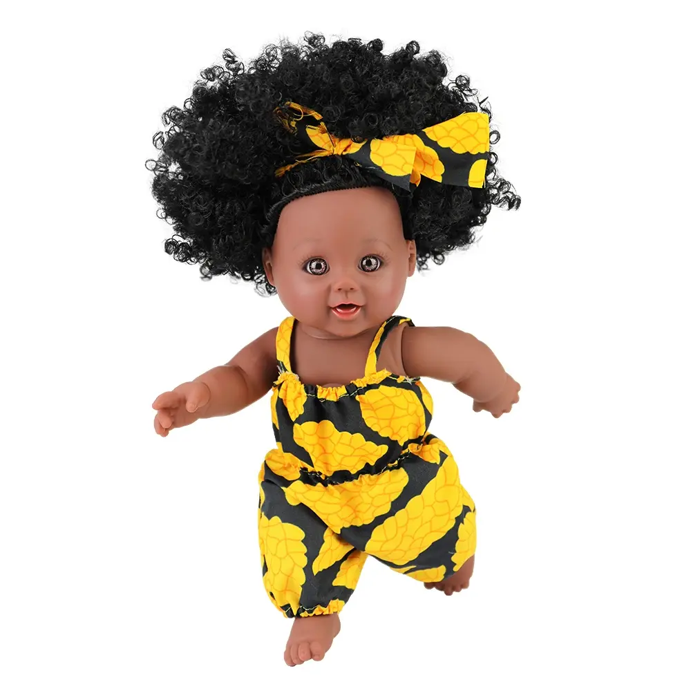 Alta Qualidade 30cm Dolls Toy African Wax Print Clothing Reborn Baby Doll For Kids