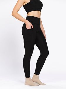 Women's Athletic <b>Black</b> Lycra Ankle Length <b>Leggings</b> with Functional Mobile Pocket <b>High</b> <b>Waist</b> Sports Active Wear Tights - Product Image 2