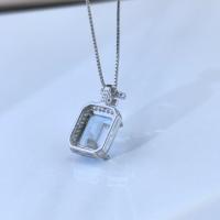 Pendentif en argent sterling 925 plaqué rhodium avec pierre précieuse naturelle taille émeraude, vente en gros d'usine, pour femme, cadeau, tenue de soirée