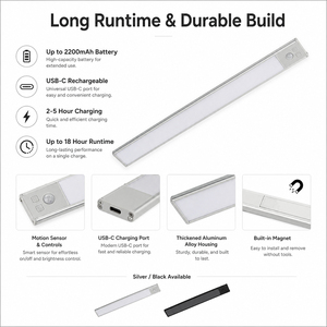 Luz LED Ultra Delgada Recargable con Sensor de <span class=keywords><strong>Movimiento</strong></span> para Gabinete, 3CCT, Regulable, Tipo Barra, con Conexión Tipo-C - Product Image 4