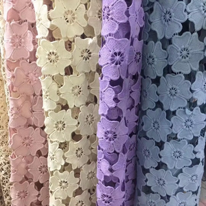 Tela de encaje para vestido de novia, tejido de guipur peruano de diseño blanco puro suizo elegante - Product Image 3