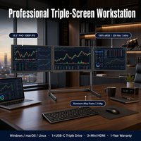 Moniteur portable triple écran AHXJKA 18,5 pouces 1080P IPS, affichage panoramique enveloppant, USB-C, un seul câble, compatible Win/Mac