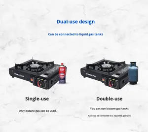 Réchaud à gaz portable en acier inoxydable personnalisé, coupe-vent, avec dispositif d'allumage, pour camping, pique-nique et cuisson de plats chauds - Product Image 5